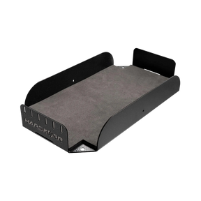 Hardkorr 100Ah lithium battery tray angled view showing the foam base, side walls and front retaining panel.