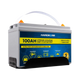 Hardkorr 100Ah lithium battery fitted in the tray with the carrying handle raised.