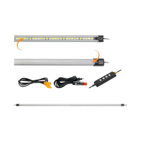 Hardkorr 100cm LED light bar kit with diffuser fitted and removed, plus a dimmer and power cables.