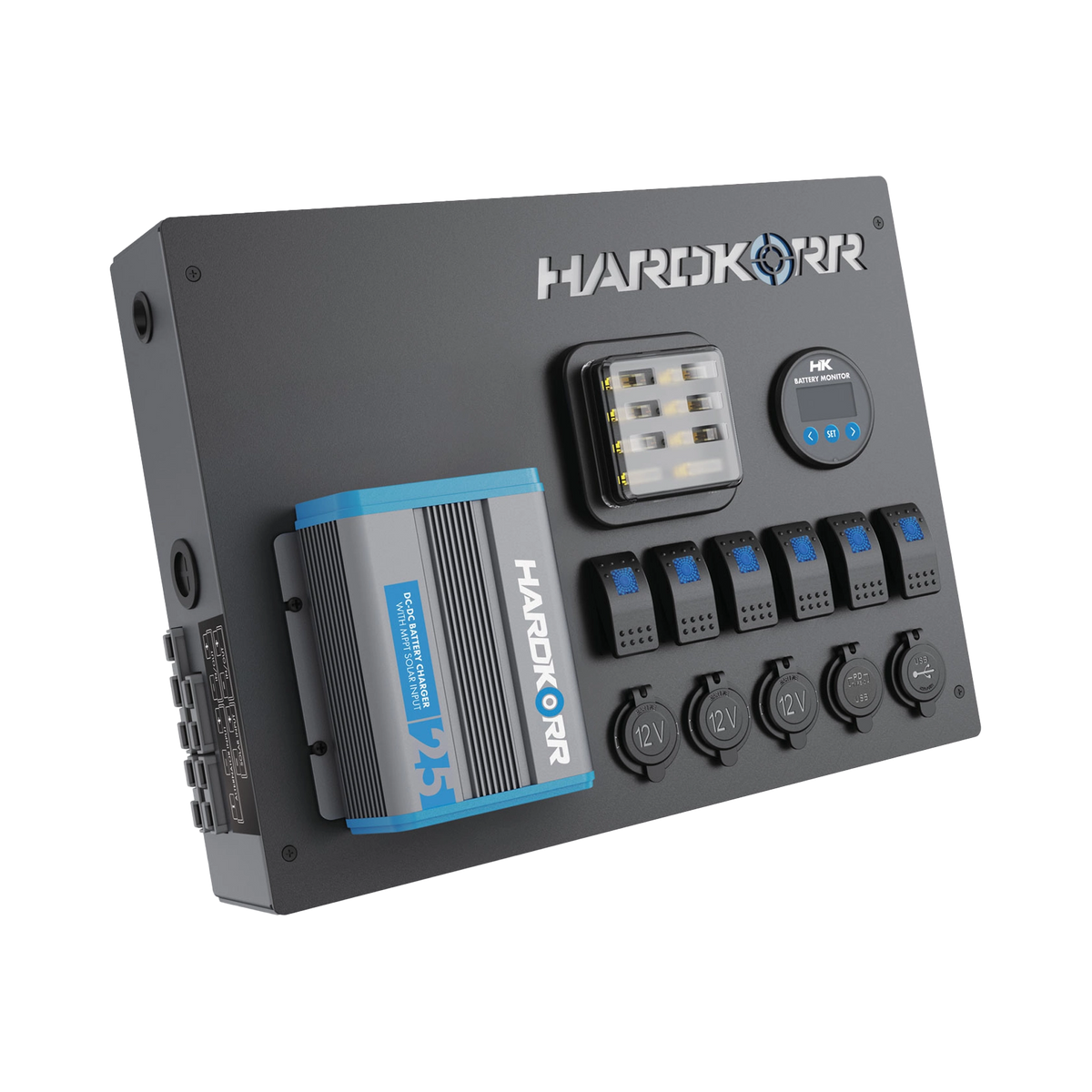 Hardkorr 12V Control Hub with 25A DCDC Charger (Lithium Compatible)