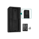 Small Hardkorr 12V DC power distribution box rear view with mounting plate, screws and an attachment slot inset.