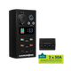 Small Hardkorr 12V DC power distribution box angled view with an inset of its two 50A Anderson ports.