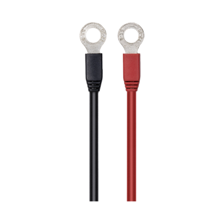 Hardkorr 15A 240V 9-Stage AC battery charger red and black ring terminal leads.