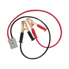 Hardkorr 175A battery box jumper leads with positive and negative battery clamps and a grey Anderson plug.
