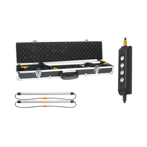 Hardkorr 2 bar LED camp light kit with an open carry case, two light bars and a dimmer.