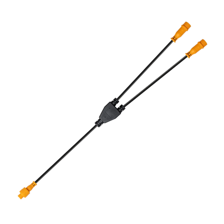 Hardkorr black 2-way splitter cable with orange 4-pin connectors