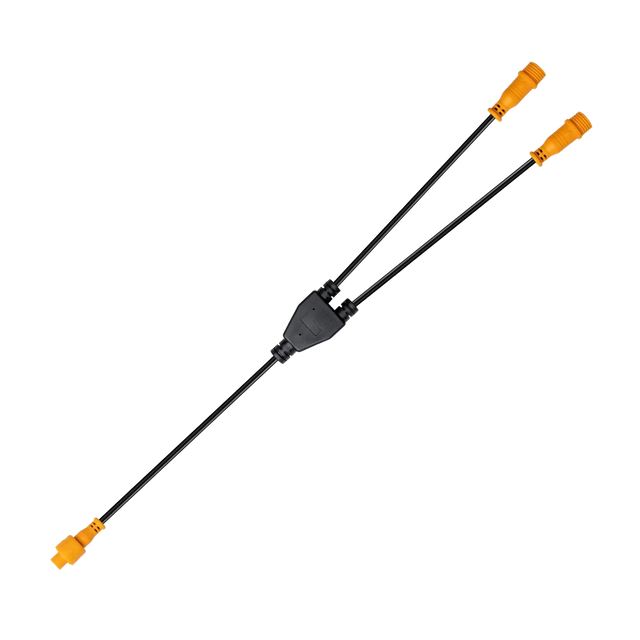 Hardkorr black 2-way splitter cable with orange 4-pin connectors