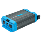 Hardkorr 2000W LS pure sine wave inverter front right view with blue end panels and a ribbed grey housing.
