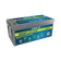 Hardkorr 200Ah 12V lithium battery front left view with a grey case, top terminals and blue and yellow labels.
