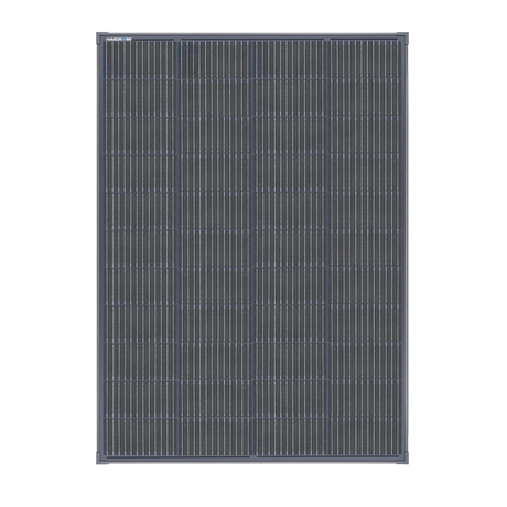 Hardkorr 200W square fixed glass solar panel straight front view.