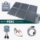 Hardkorr 200W solar blanket kit with carry bag, regulator, extension lead and positive and negative battery clamps.