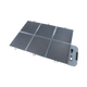 Hardkorr 200W 12V portable solar blanket unfolded with six sections of solar cells and a anderson connector on the end flap.