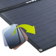 Hardkorr 200W 12V portable solar mat solar cells in close up with an inset illustration of the panel layers.