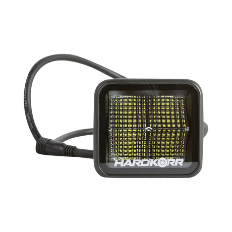 Hardkorr 20W XDW square LED work light front view with a looped cable behind the square lens.