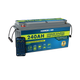 Hardkorr 240Ah 12V lithium battery beside a phone displaying the Bluetooth monitoring app.