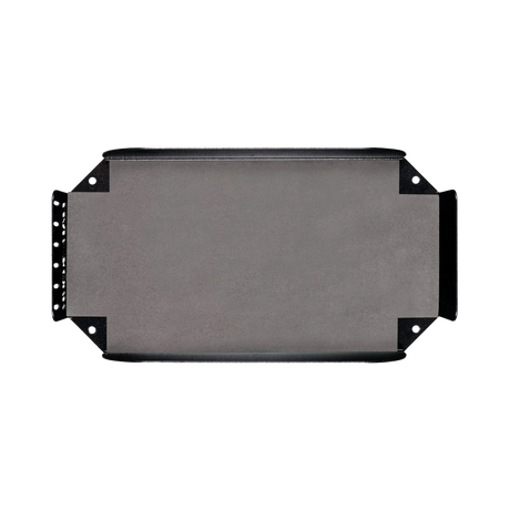 Hardkorr 240Ah lithium battery tray top view showing the carpeted base and mounting flanges.