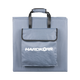 Hardkorr 250W 12V portable solar blanket folded with carry handles and a front storage pouch.
