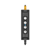 Hardkorr push button dimmer for LED camp lights front view with four buttons and a blue indicator.