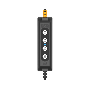 Hardkorr push button dimmer for LED camp lights front view with four buttons and a blue indicator.