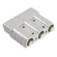 Hardkorr 3 Pin 50A grey Anderson plug angled view with three circular connector openings.