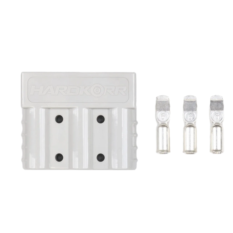 Hardkorr 3 Pin 50A grey Anderson plug top view with three contacts beside the housing.