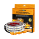 Hardkorr 3 strip LED awning light kit with coiled light strips and orange connectors beside the packaging.