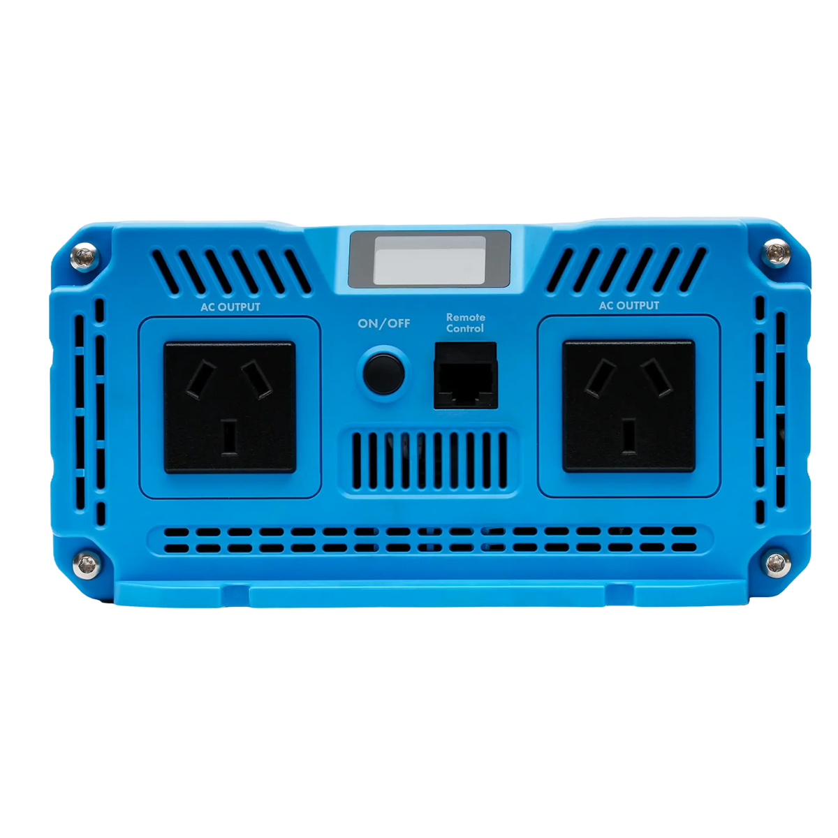 Hardkorr 3000W Pure Sine Wave Inverter - LS front panel with two AC outlets and remote control plug in port.