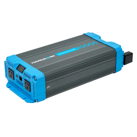 Hardkorr 3000W Pure Sine Wave Inverter - LS front right view with dual AC outlets.