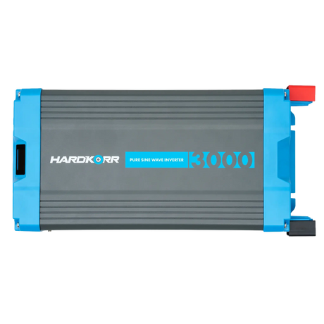 Hardkorr 3000W Pure Sine Wave Inverter - LS top view with battery cables at the rear.