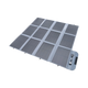 Hardkorr 300W 12V portable solar blanket unfolded with solar cells and a grey fabric border.