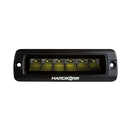 Hardkorr 30W XDW flush mount LED work light straight front view with LED reflectors behind the rectangular lens.