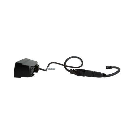Hardkorr 30W XDW slimline LED work light side view with its black housing, cable and inline connector.