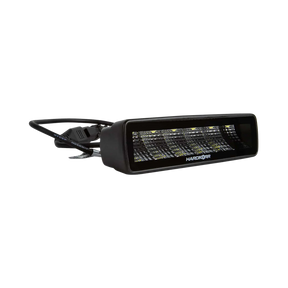 Hardkorr 30W XDW slimline LED work light front angled view with a narrow rectangular lens and cable behind.