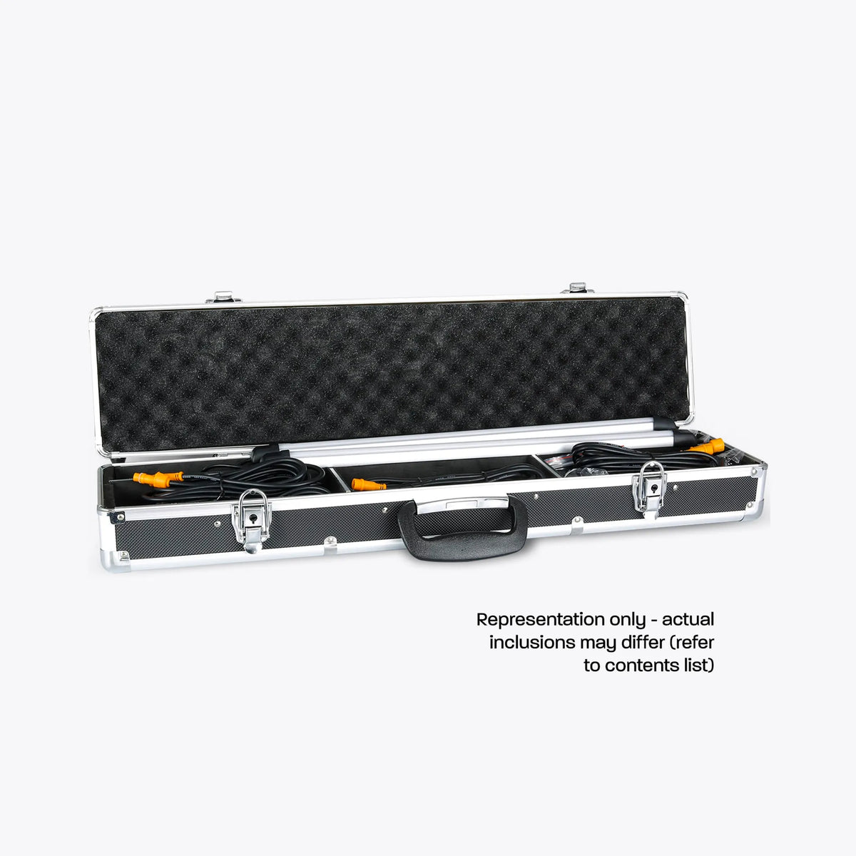 Hardkorr 4 bar LED camp light kit in an open case, with a note that actual contents may differ.