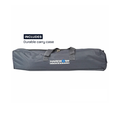 Hardkorr 4 bar orange and white LED camp light kit graphic identifying the included grey carry bag.
