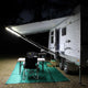 Hardkorr 5m white flexible LED tape light along a caravan awning edge, viewed from beside the caravan.