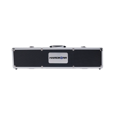 Hardkorr 6 bar LED camp light kit in a closed black carry case with silver edges and a central handle.