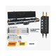 Hardkorr 6 bar LED camp light kit graphic with an open case, two dimmers and three lighting colour options.