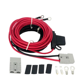 Hardkorr 8 gauge dual battery wiring kit with coiled positive and negative cables and grey Anderson plugs.
