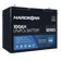 Hardkorr Black 100Ah 12V lithium battery front-left view with label and top terminals.