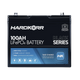 Hardkorr Black 100Ah 12V lithium battery straight front view with Black Series label.