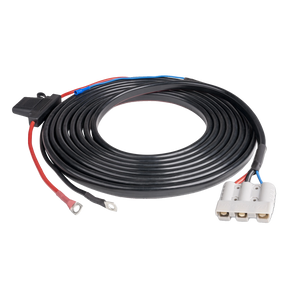 Hardkorr 25A DCDC charger wiring kit with positive and negative ring terminal leads and a grey Anderson plug.