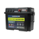 Black Hardkorr battery box front right view with covered sockets, a digital display and side Anderson ports.