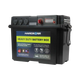 Black Hardkorr battery box front right view with covered sockets, a digital display and side Anderson ports.