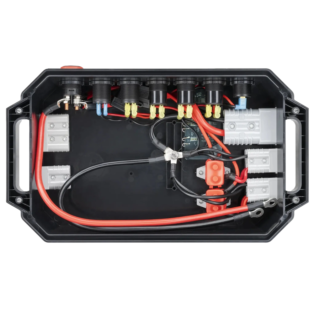 Hardkorr Battery Box Pro internal wiring view with connections.