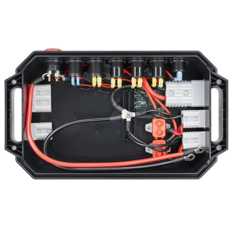 Hardkorr Battery Box Pro internal wiring view with connections.