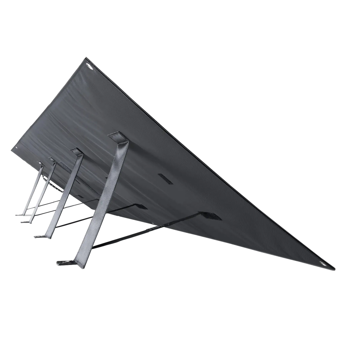 Hardkorr MKII 200W solar mat rear view with support legs extended and fabric straps.