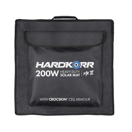 Hardkorr MKII 200W solar mat carry bag with a front pocket, handle and printed branding.