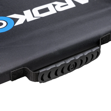 Hardkorr MKII 200W solar mat close up of the moulded carry handle.