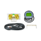 Hardkorr remote battery monitor kit with a round LCD display, 100V/500A shunt, cables and mounting bracket.